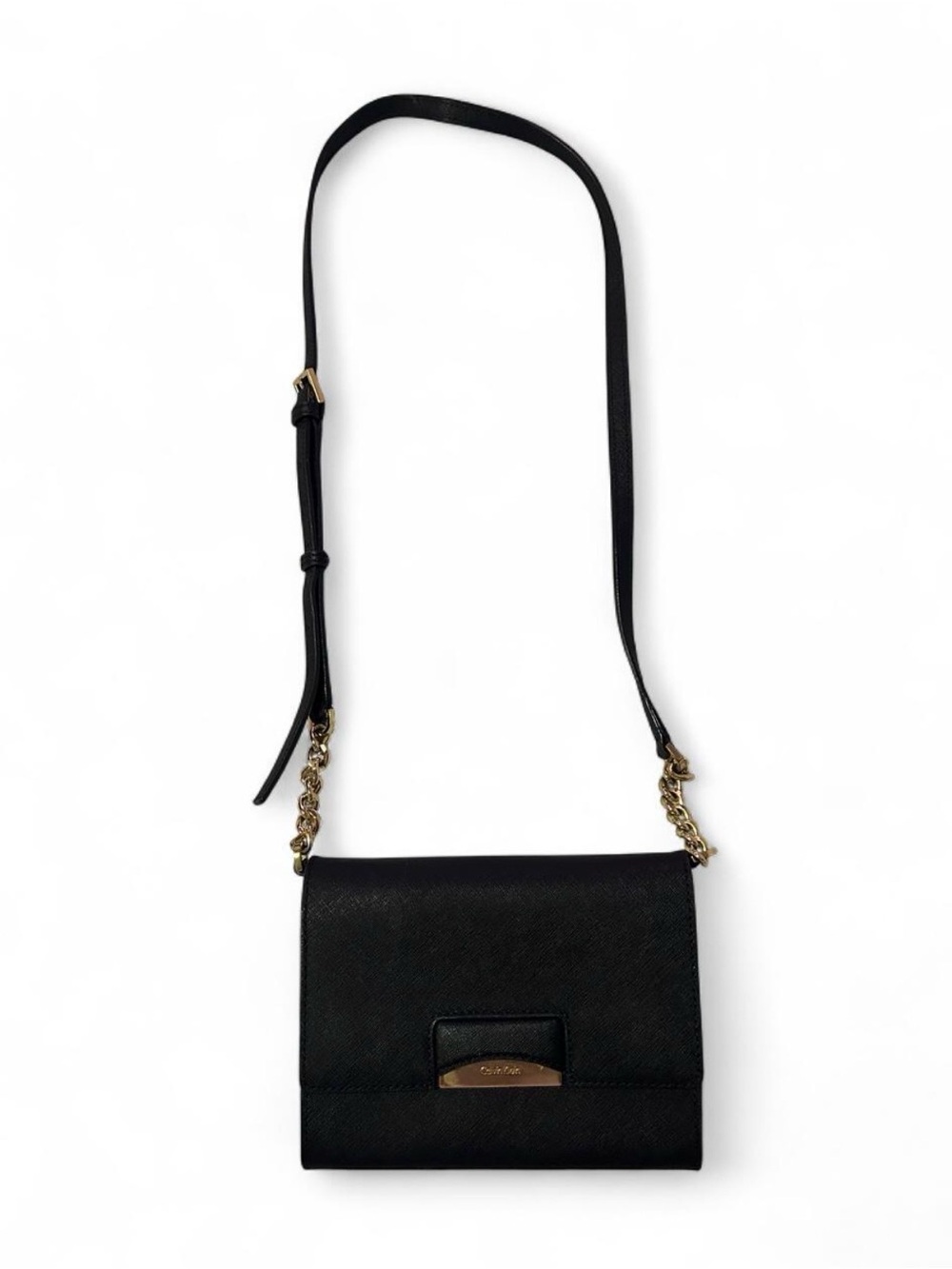 Calvin Klein Black Crossbody with Gold Hardware